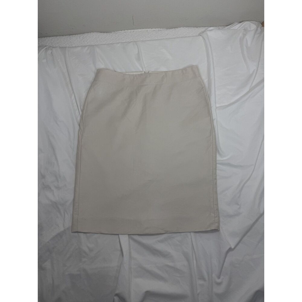 J.Crew Pencil Skirt Womens Size 2 Ivory Cream Stretch Cotton Classic Workwear